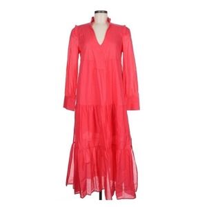 Tuckernuck Women's Poppy‎ Pink Bristol Maxi Dress Tiered Ruffle Shoulder Pads S